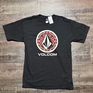NWT Volcom Black T-Shirt with Red and White Logo